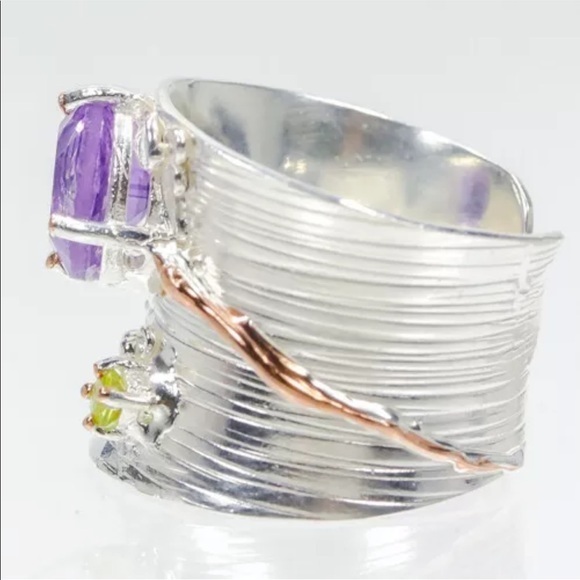Artisan crafted Amethyst 925 sterling ring size 8 - Picture 6 of 7
